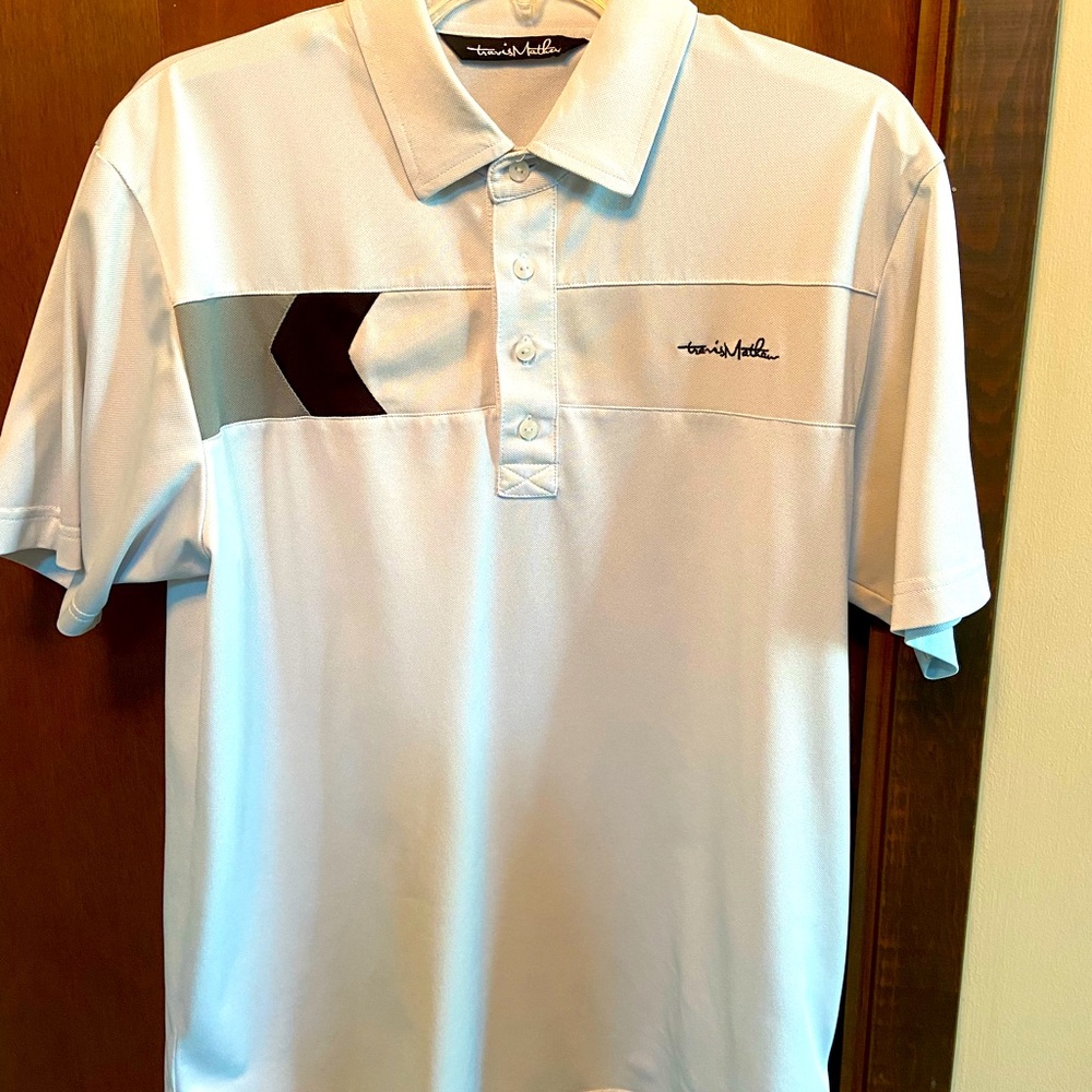 Travis Matthew light blue polo.